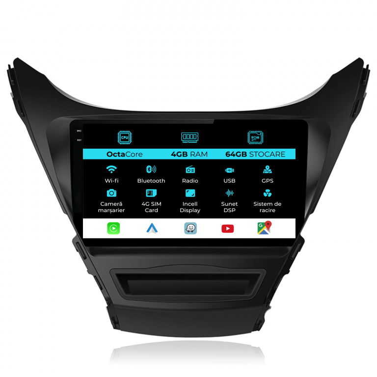 Navigatie Dedicata Hyundai Elantra (2010-2016), 9Inch, 4Gb Ram, 64Gb Stocare, Carplay