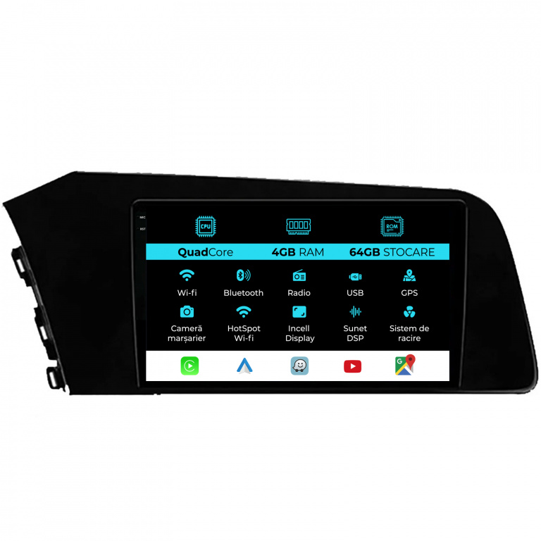 Navigatie Dedicata Hyundai Elantra (2020-2025),QuadCore, 9Inch, 4Gb Ram, 64Gb Stocare, Carplay
