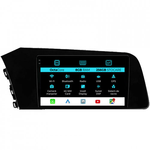 Navigatie Dedicata Hyundai Elantra (2020-2025), 9Inch, 8Gb Ram, 256Gb Stocare, Carplay