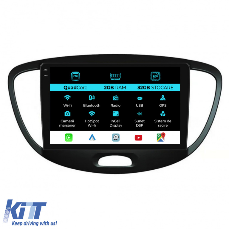 Navigatie Dedicata Hyundai I10 (2007-2013), 9Inch, 2Gb Ram, 32Gb Stocare, Carplay NAVHY92LFZ
