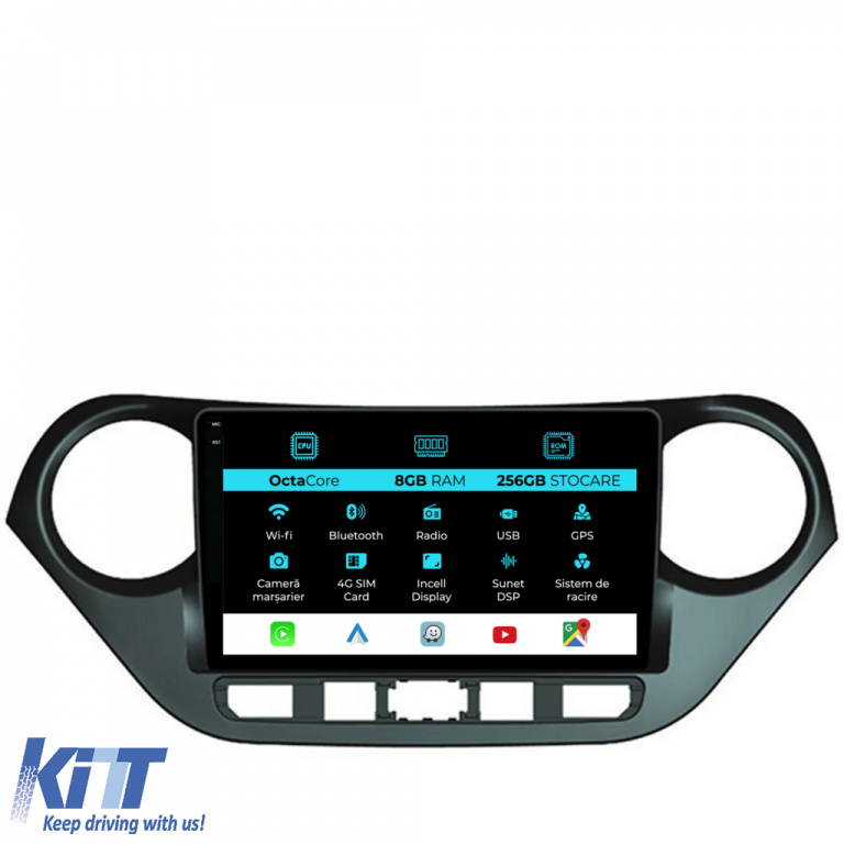 Navigatie Dedicata Hyundai I10 (2013-2017), 9Inch, 8Gb Ram, 256Gb Stocare, Carplay NAVHY98RHV