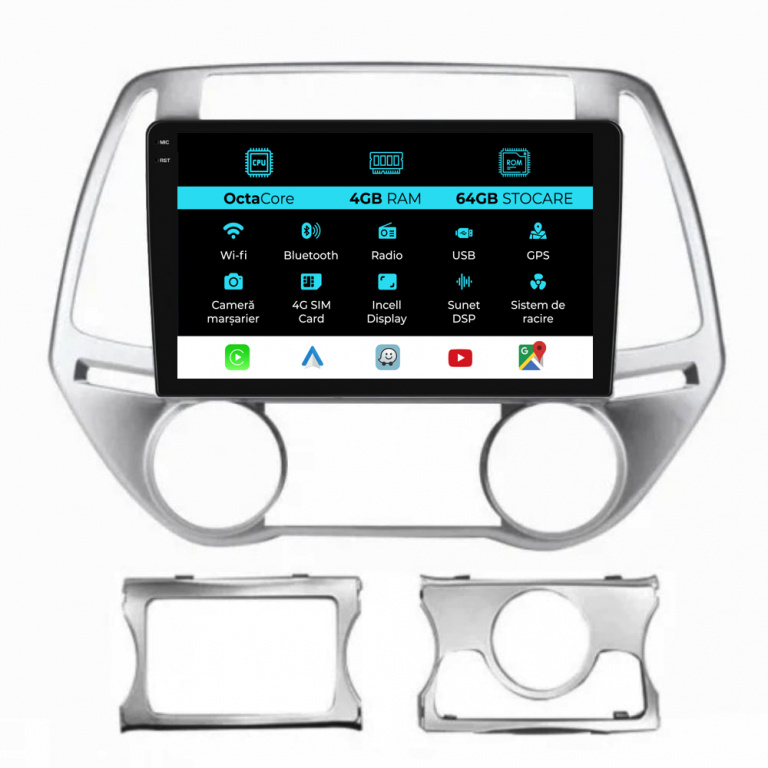 Navigatie Dedicata Hyundai I20 (2011-2015), 9Inch, 4Gb Ram, 64Gb Stocare, Carplay