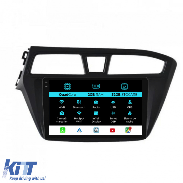 Navigatie Dedicata Hyundai I20 (2014-2020), 9Inch, 2Gb Ram, 32Gb Stocare, Carplay NAVHY92WCF