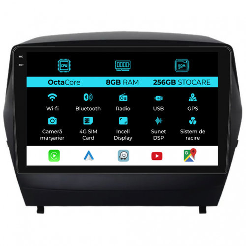 Navigatie Dedicata Hyundai IX35 (2009 - 2015), 9 Inch, 8Gb Ram, 256Gb stocare, Carplay