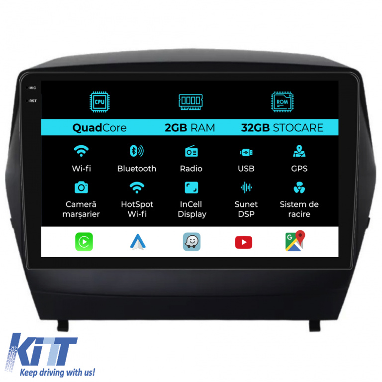 Navigatie Dedicata Hyundai IX35 (2009 - 2015), 9 Inch, 2Gb Ram, 32Gb stocare, Carplay NAVHY92DCS