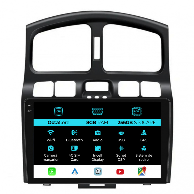 Navigatie Dedicata Hyundai Santa Fe (2000-2006), 9Inch, 8Gb Ram, 258Gb Stocare, Carplay