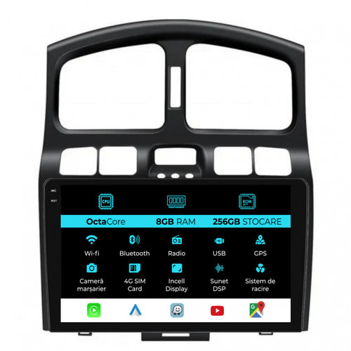 Navigatie Dedicata Hyundai Santa Fe (2000-2006), 9Inch, 8Gb Ram, 258Gb Stocare, Carplay