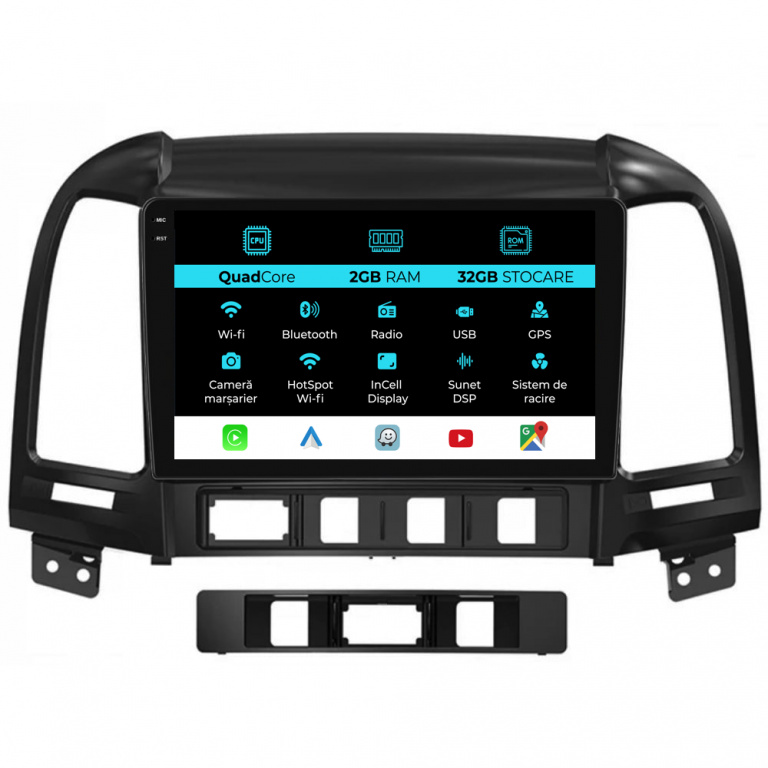 Navigatie Dedicata Hyundai Santa Fe (2005-2012), 9Inch, 2Gb Ram, 32Gb Stocare, Carplay