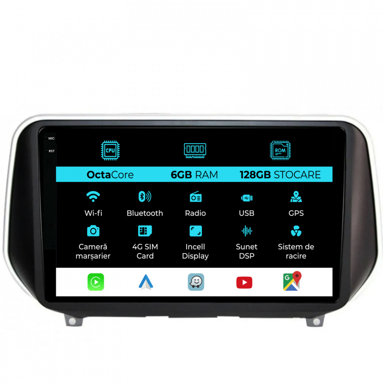Navigatie Dedicata Hyundai Santa fe (2018-2024), 9Inch, 6Gb Ram, 128Gb Stocare, Carplay