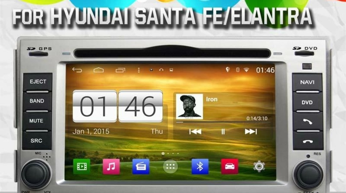 NAVIGATIE DEDICATA HYUNDAI SANTA FE MODEL WITSON W2-M008 CU ANDROID 4.4.4 PLATFORMA S160 QUADCORE 3G