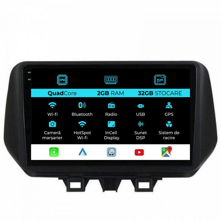 Navigatie Dedicata Hyundai Tucson (2018-2020), 9 Inch, 2Gb Ram, 32Gb stocare, Carplay