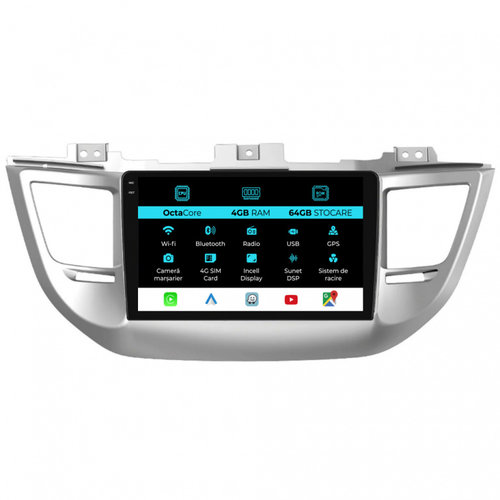 Navigatie Dedicata Hyundai Tucson, IX35 (2015-2018), 9Inch, 4Gb Ram, 64Gb Stocare, Carplay