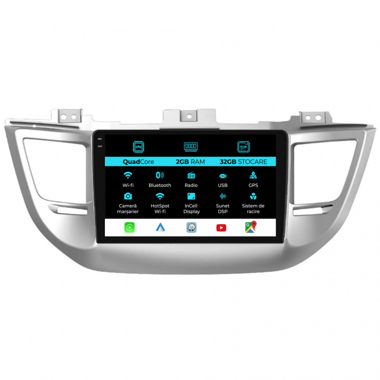 Navigatie Dedicata Hyundai Tucson, IX35 (2015-2018), 9Inch, 2Gb Ram, 32Gb Stocare, Carplay