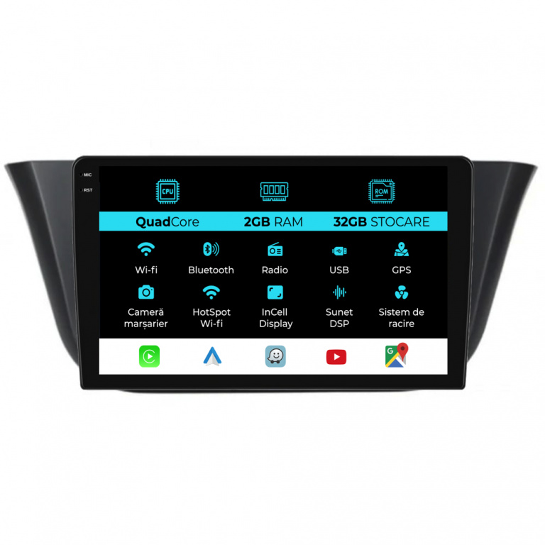 Navigatie Dedicata Iveco Daily (2014-2021), 9Inch, 2Gb Ram, 32Gb Stocare, Carplay