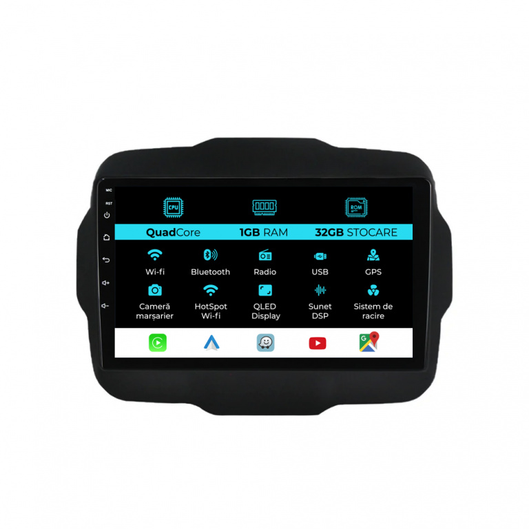 Navigatie Dedicata Jeep Renegade (2016-2020), 9Inch, 1Gb Ram, 32Gb Stocare, Carplay