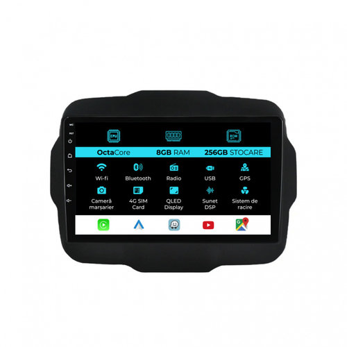 Navigatie Dedicata Jeep Renegade (2016-2020), 9Inch, 8Gb Ram, 256Gb Stocare, Carplay