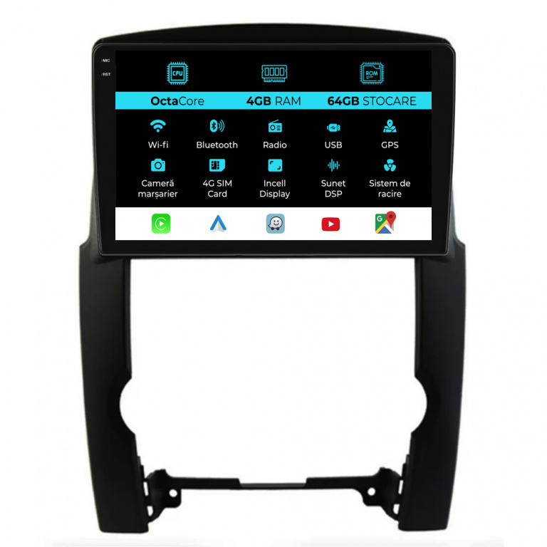 Navigatie Dedicata Kia Sorento (2009-2012), 9Inch, 4Gb Ram, 64Gb Stocare, Carplay