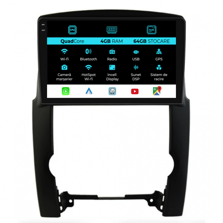 Navigatie Dedicata Kia Sorento (2009-2012),QuadCore, 9Inch, 4Gb Ram, 64Gb Stocare, Carplay