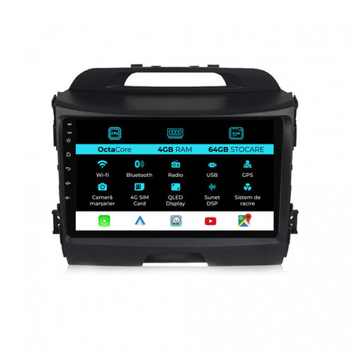 Navigatie Dedicata Kia Sportage (2010 - 2016), Android, 9Inch, 4Gb Ram, 64Gb Stocare, Carplay