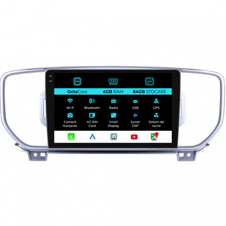 Navigatie Dedicata Kia Sportage (2016-2020), 9Inch, 4Gb Ram, 64Gb Stocare, Carplay