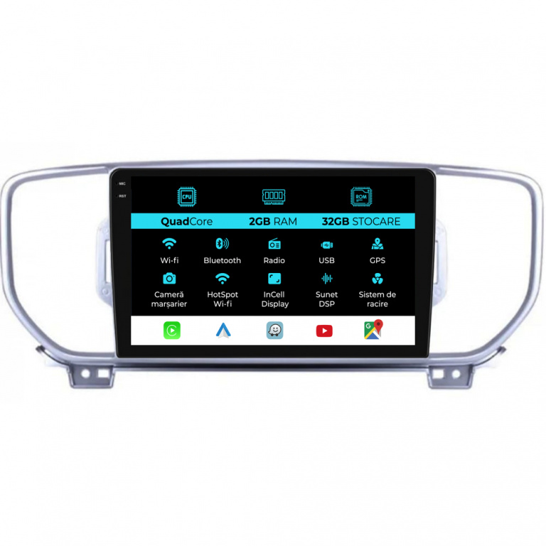 Navigatie Dedicata Kia Sportage (2016-2020), 9Inch, 2Gb Ram, 32Gb Stocare, Carplay