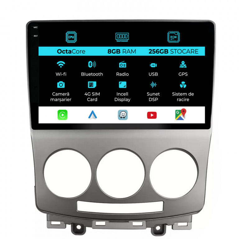 Navigatie Dedicata Mazda 5 (2005-2010), 9Inch, 8Gb Ram, 256Gb Stocare, Carplay