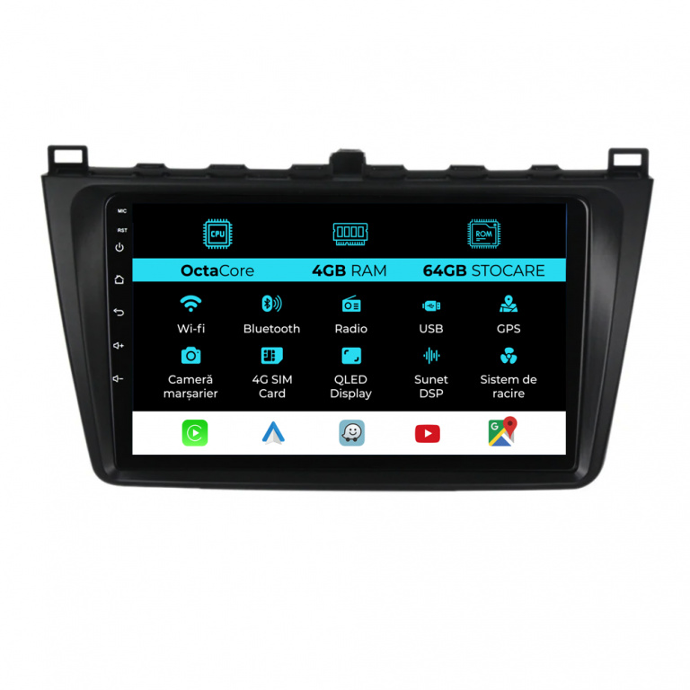 Navigatie Dedicata Mazda 6 (2008-2013), 9Inch, 4Gb Ram, 64Gb Stocare, Carplay