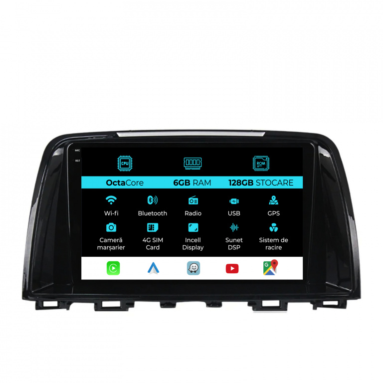 Navigatie Dedicata Mazda 6 (2013-2015), 9Inch, 6Gb Ram, 128Gb Stocare, Carplay