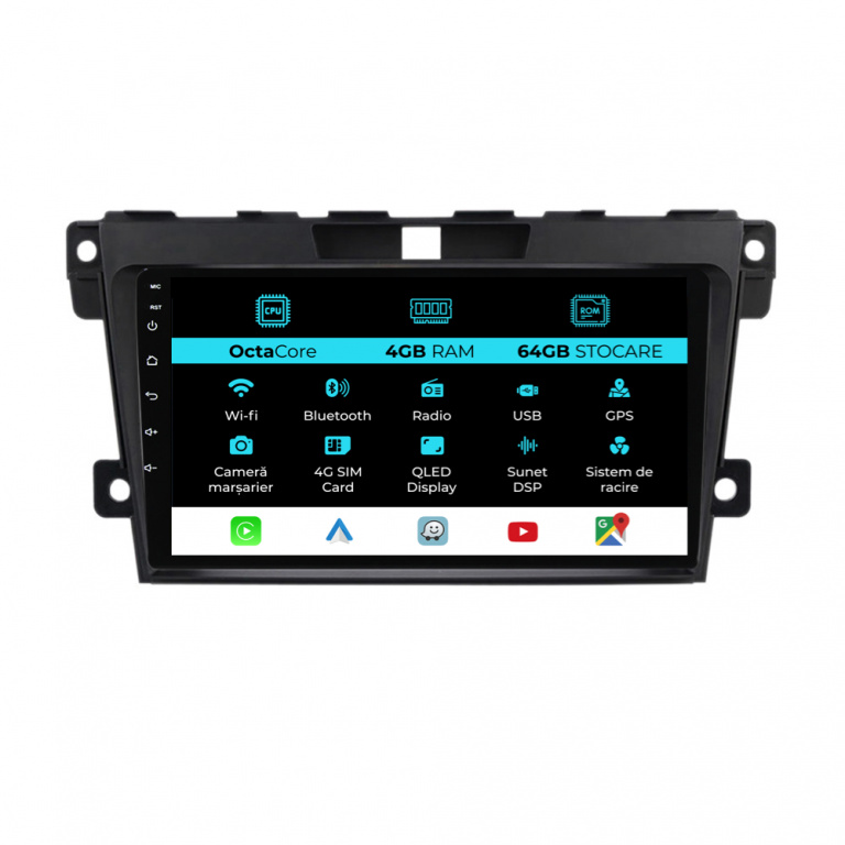 Navigatie Dedicata Mazda CX-7 (2008-2015), 9Inch, 4Gb Ram, 64Gb Stocare, CarPlay