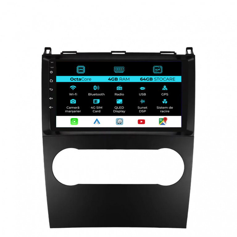 Navigatie Dedicata Mercedes Benz A-Class B-Class (2004-2012), 9Inch, 4Gb Ram, 64Gb Stocare, Carplay