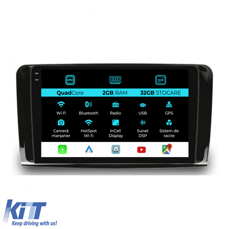 Navigatie Dedicata Mercedes Benz ML W164 GL X164 (2005 - 2012), 9Inch, 2Gb Ram, 32Gb Stocare, Carplay NAVMB92TOW