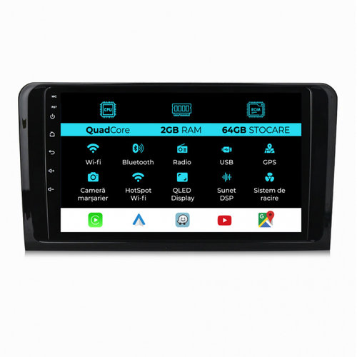 Navigatie Dedicata Mercedes Benz ML W164 GL X164 (2005 - 2012), 9Inch, 2Gb Ram, 64Gb Stocare, Carpla...