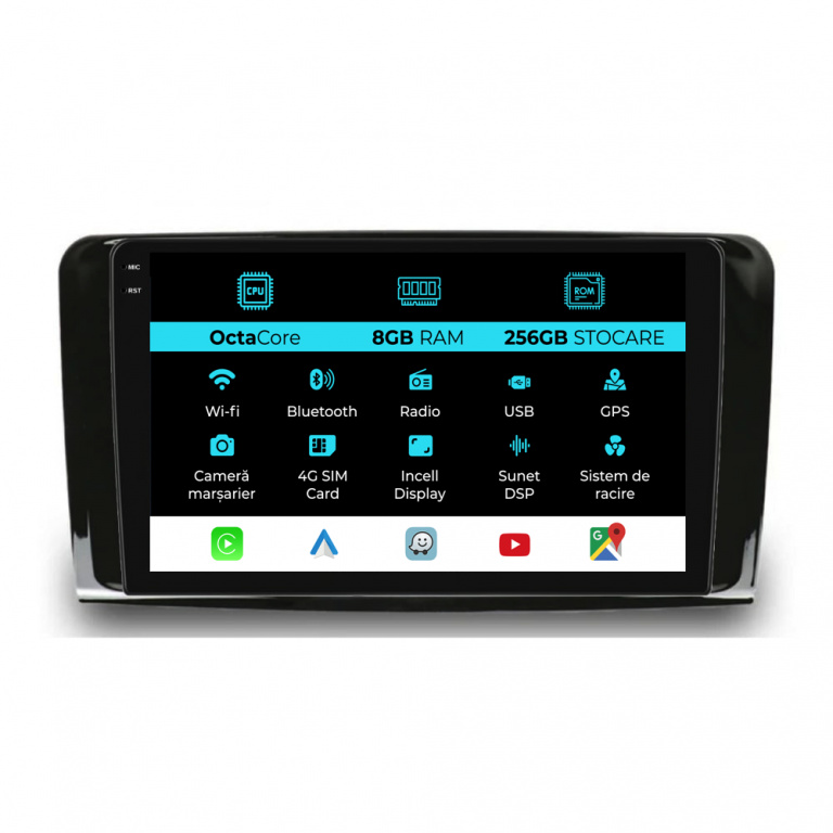 Navigatie Dedicata Mercedes Benz ML W164 GL X164 (2005 - 2012), 9Inch, 8Gb Ram, 256Gb Stocare, Carplay