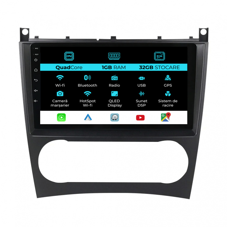 Navigatie Dedicata Mercedes C-Class W203 CLK W209 (2005 - 2009), 9Inch, 1Gb Ram, 32Gb Stocare, Carplay