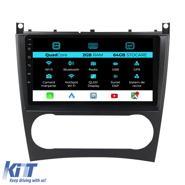 Navigatie Dedicata Mercedes C-Class W203 CLK W209 (2005 - 2009), 9Inch, 2Gb Ram, 64Gb Stocare, Carplay NAVMB92WFU