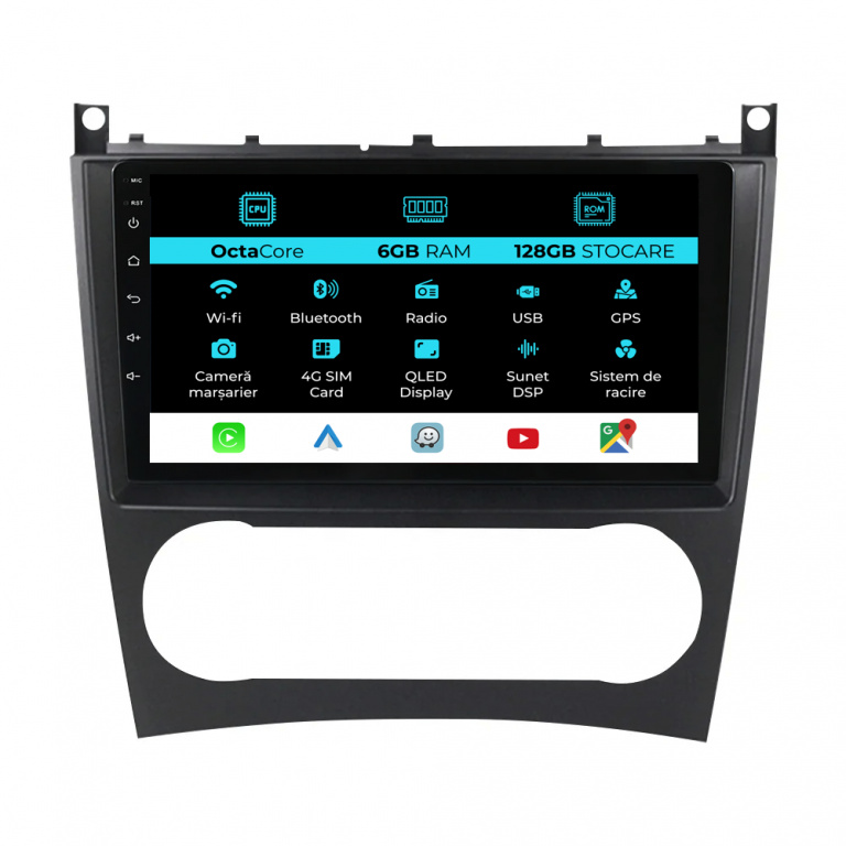 Navigatie Dedicata Mercedes C-Class W203 CLK W209 (2005 - 2009), 9Inch, 6Gb Ram, 128Gb Stocare, Carplay