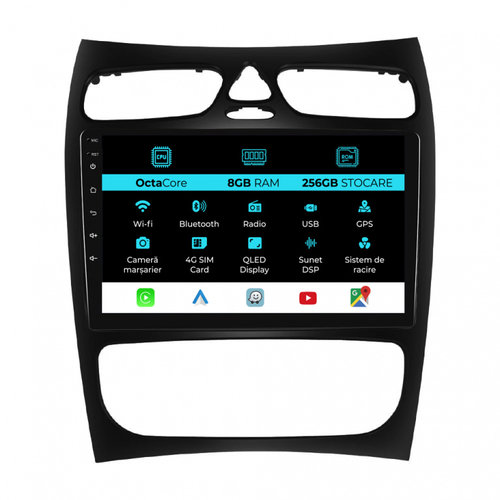 Navigatie Dedicata Mercedes C-Class W203 CLK W209 (2000 - 2005), 9Inch, 8Gb Ram, 256Gb Stocare, Carp...