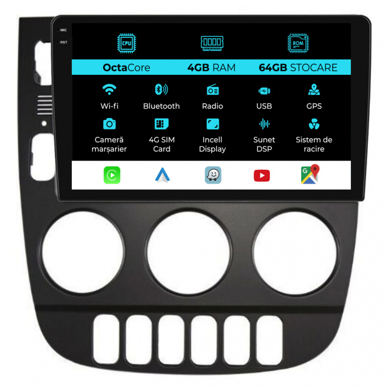 Navigatie Dedicata Mercedes ML W163 (1998-2005), 9Inch, 4Gb Ram, 64Gb Stocare, Carplay