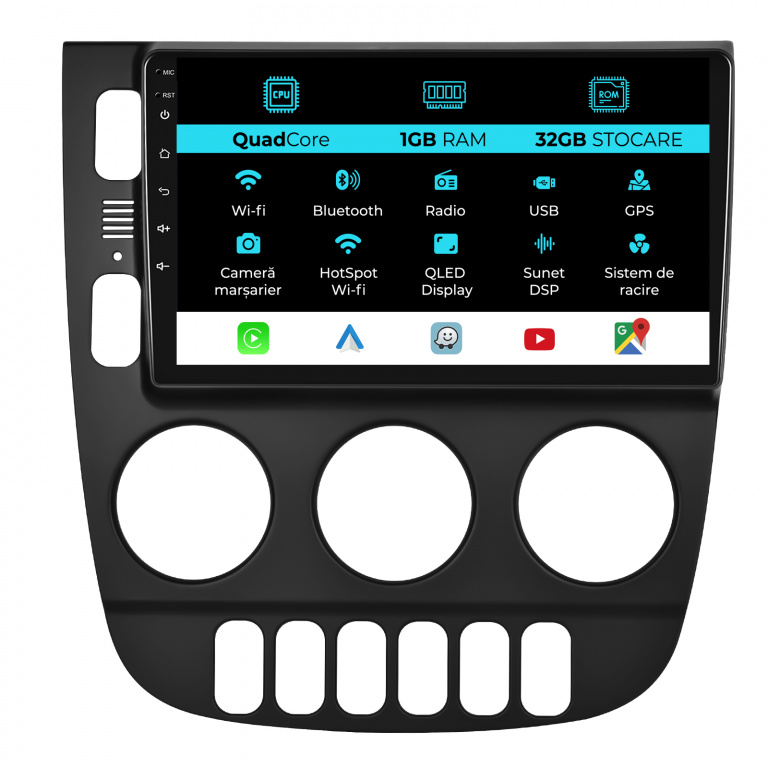 Navigatie Dedicata Mercedes ML W163 (1998-2005), 9Inch, 1Gb Ram, 32Gb Stocare, Carplay