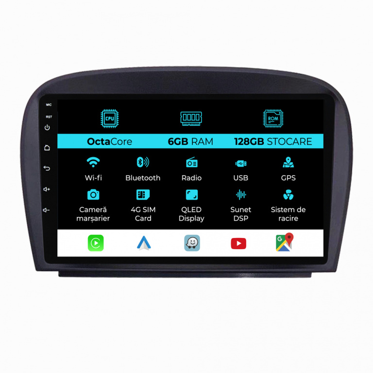 Navigatie Dedicata Mercedes SL R230 (2001-2011), 9Inch, 6Gb Ram, 128Gb Stocare, Carplay