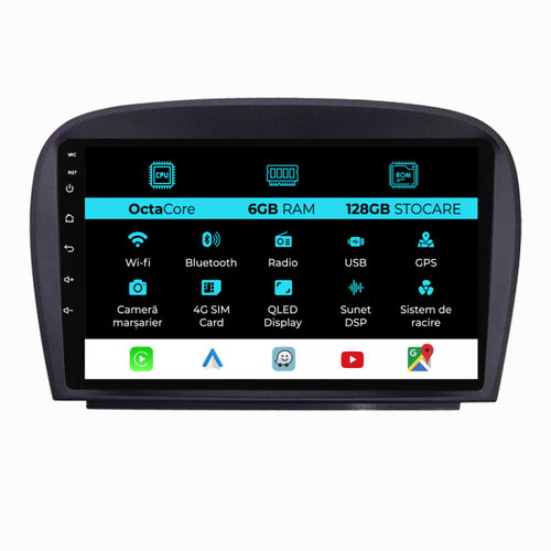 Navigatie Dedicata Mercedes SL R230 (2001-2011), 9Inch, 6Gb Ram, 128Gb Stocare, Carplay