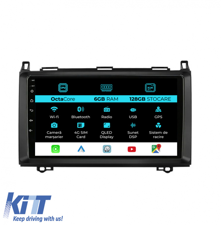 Navigatie Dedicata Mercedes Vito Sprinter Viano B200 A B Class (2005-2012) , 9Inch, 6Gb Ram, 128Gb Stocare, Carplay NAVMB96OUC