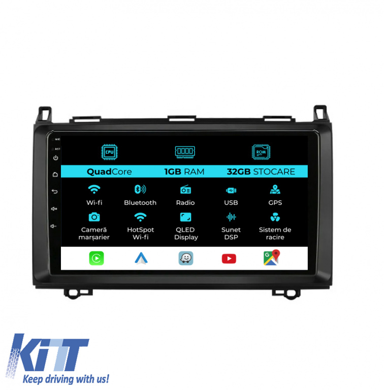 Navigatie Dedicata Mercedes Vito Sprinter Viano B200 A B Class (2005-2012) , 9Inch, 1Gb Ram, 32Gb Stocare, Carplay NAVMB91LTQ