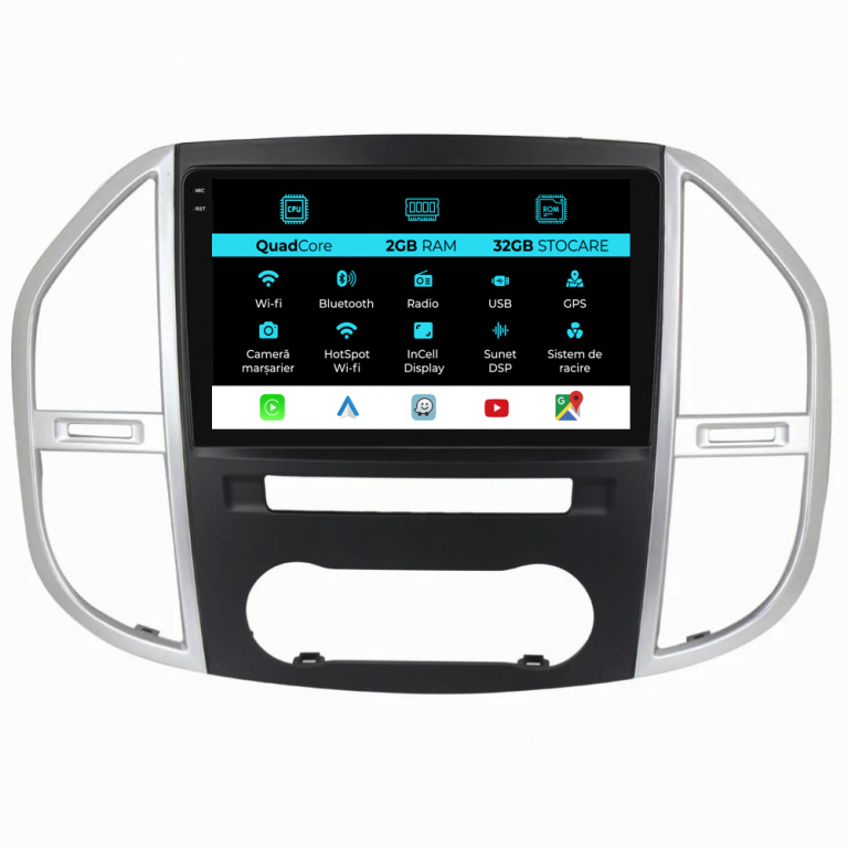 Navigatie Dedicata Mercedes Vito W447 (2014-2021), 10Inch, 2Gb Ram, 32Gb Stocare, Carplay