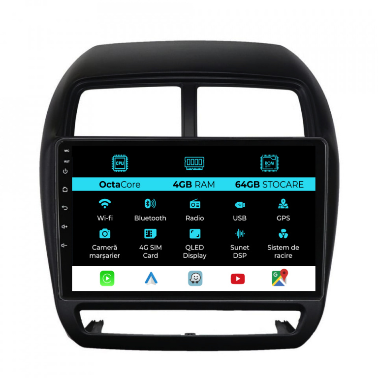 Navigatie Dedicata Mitsubishi ASX (2016 - 2019), 9Inch, 4Gb Ram, 64Gb Stocare, Carplay