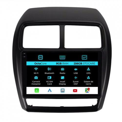 Navigatie Dedicata Mitsubishi ASX (2016 - 2019), 9Inch, 8Gb Ram, 256Gb Stocare, Carplay