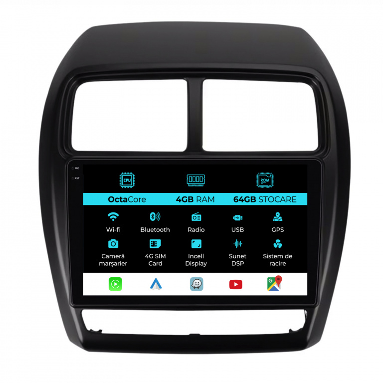 Navigatie Dedicata Mitsubishi ASX (2016 - 2019), 9Inch, 4Gb Ram, 64Gb Stocare, Carplay