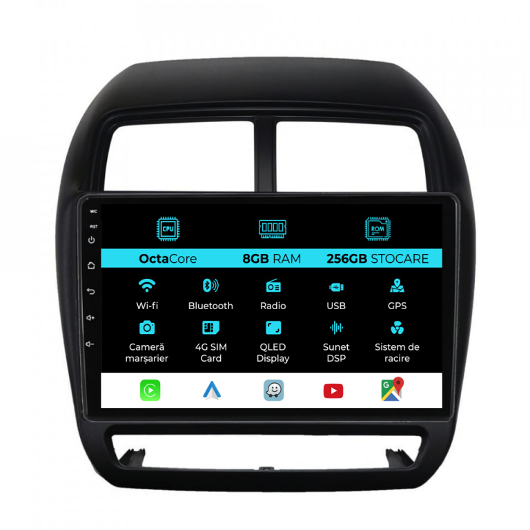 Navigatie Dedicata Mitsubishi ASX (2016 - 2019), 9Inch, 8Gb Ram, 256Gb Stocare, Carplay