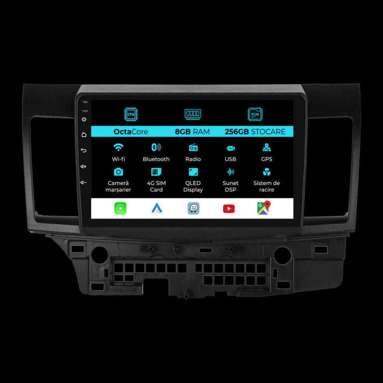 Navigatie Dedicata Mitsubishi Lancer (2007-2013), 9Inch, 8Gb Ram, 256Gb Stocare, Carplay