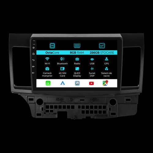 Navigatie Dedicata Mitsubishi Lancer (2007-2013), 9Inch, 8Gb Ram, 256Gb Stocare, Carplay